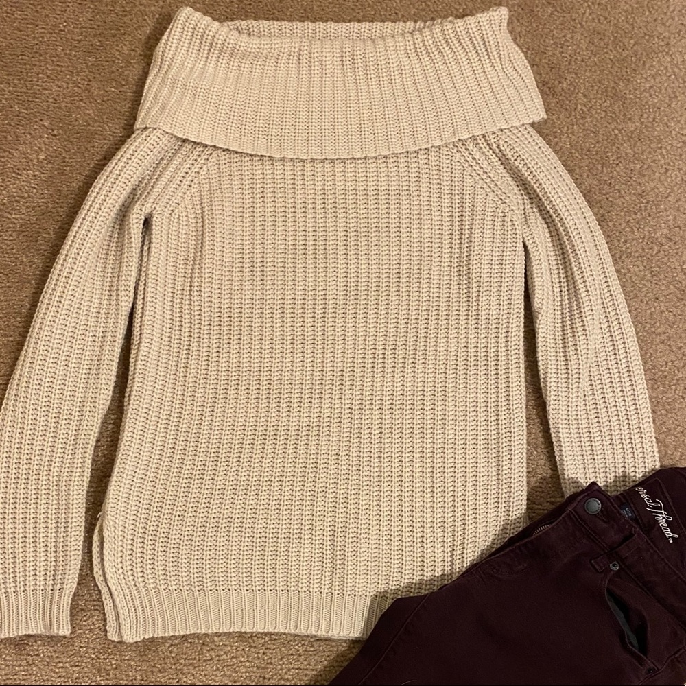 Never Been Worn | Off The Shoulder Oatmeal Sweater